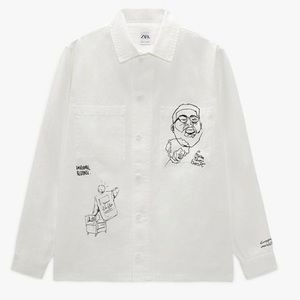 Zara Print Overshirt White